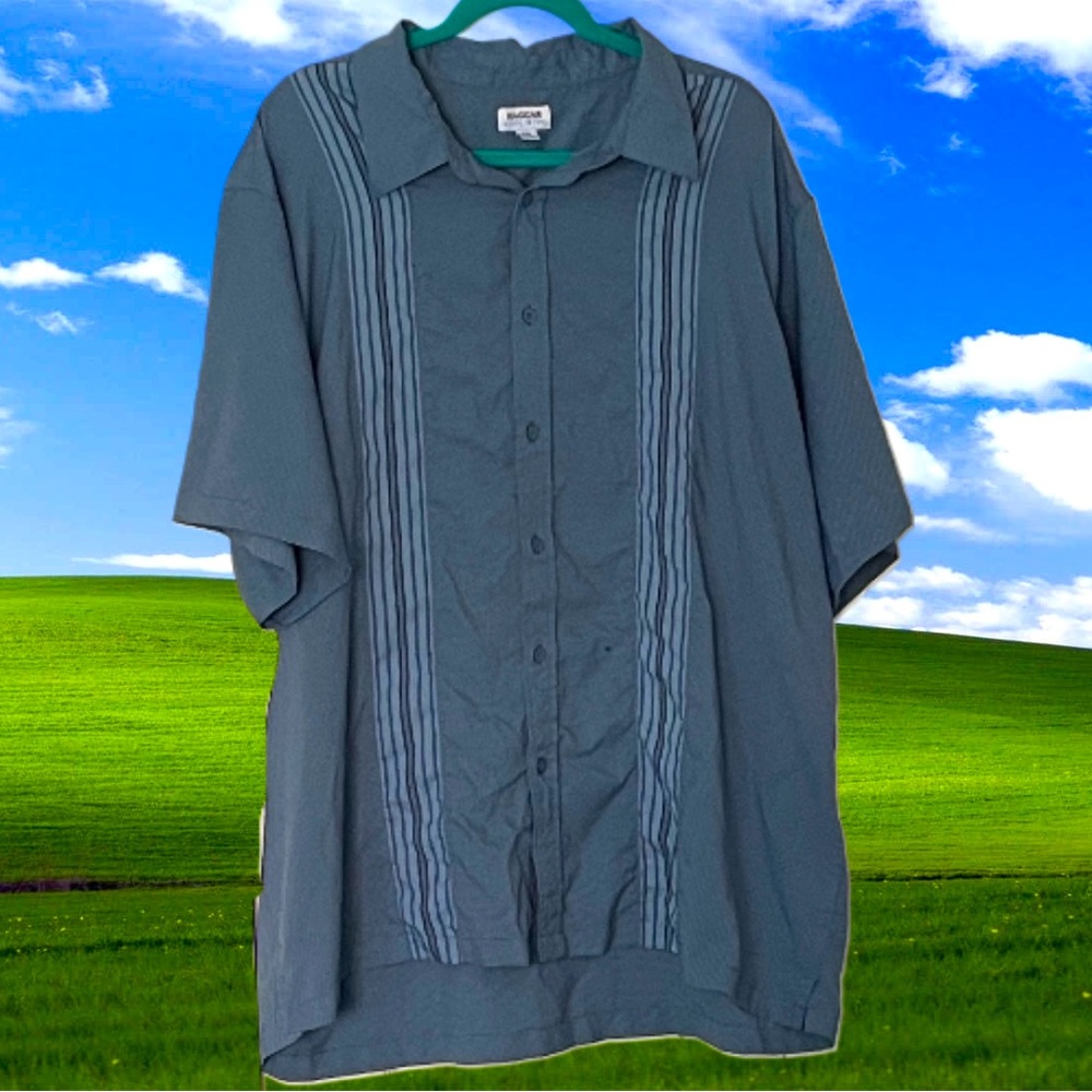 Haggar Bowling Shirt Style Blue Button Up 2x
